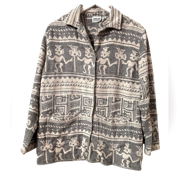 Vintage Chico’s Design aztec temple tribal woven jacket coat - Picture 1 of 3